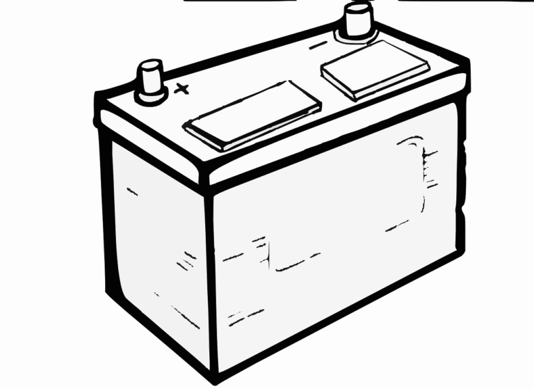 batterie de voiture avec bornes positives et négatives identifiées