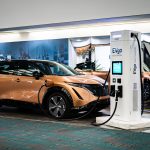 an electric car plugged into a charging station